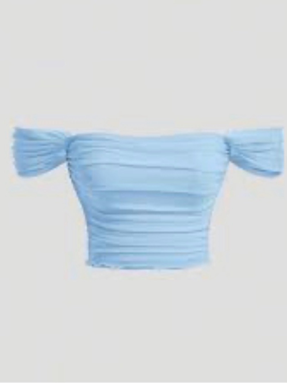 Shein Light Blue Off-Shoulder Ruched Crop Top Medium